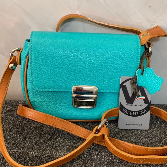 Valentina Handbags - VALENTINA Turquoise Leather Mini Shoulder Bag